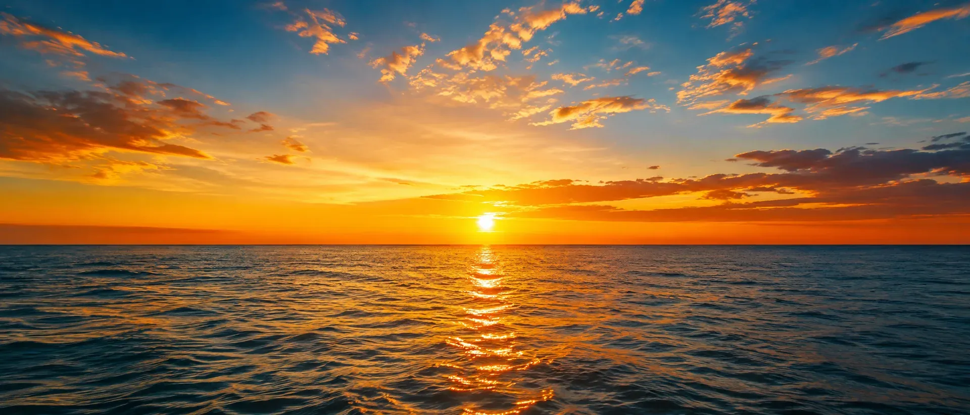 A sunset over the open ocean