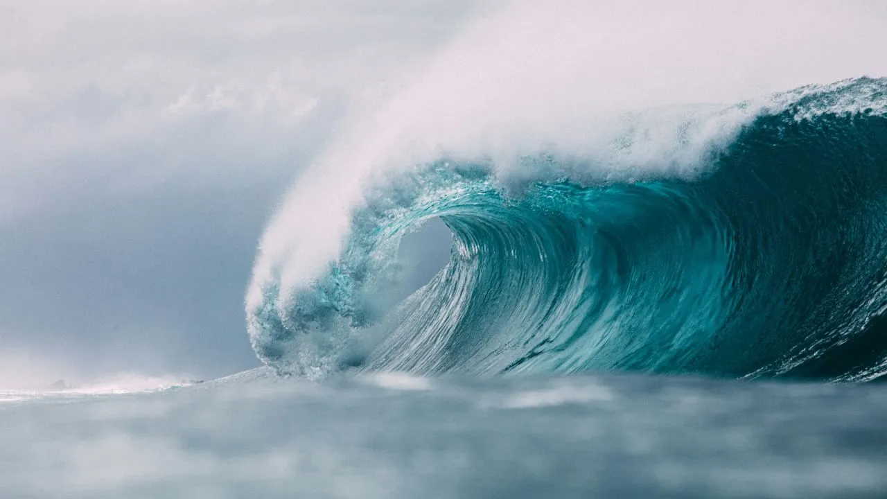 A powerful ocean swell at the coast